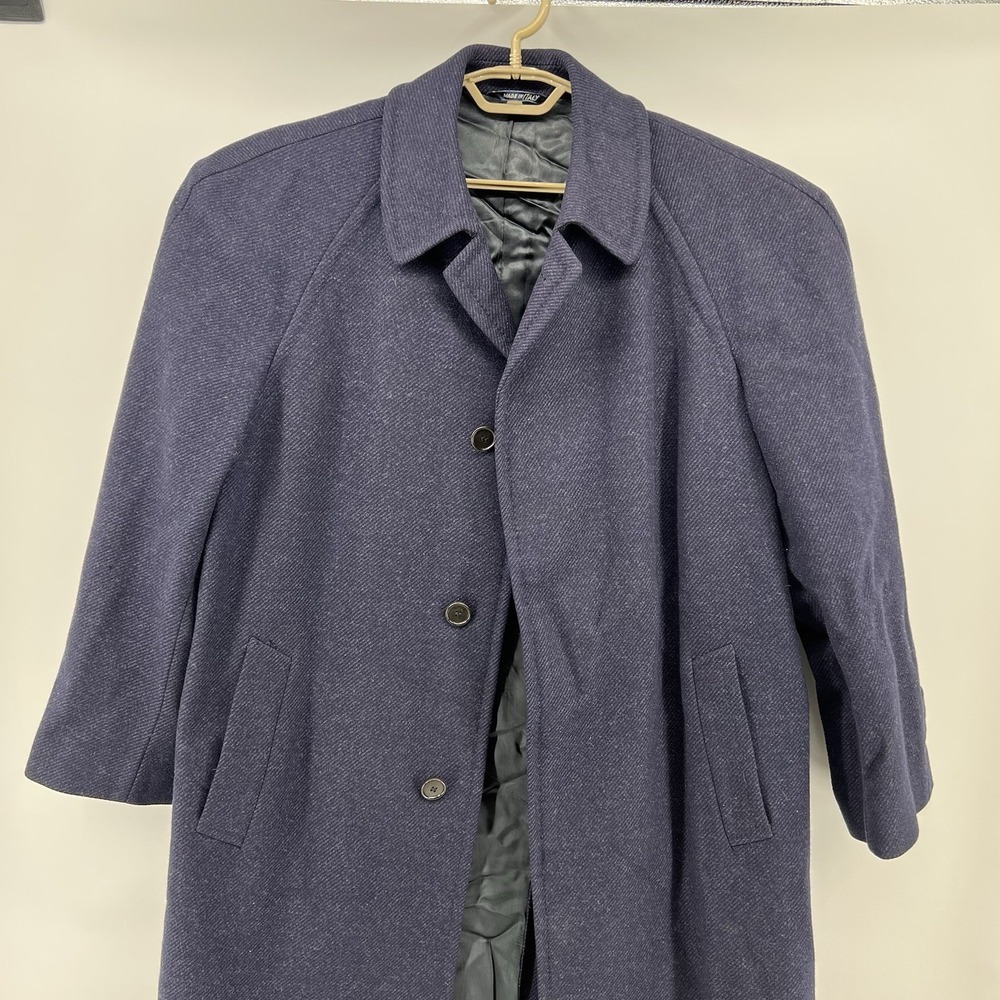 Canali Milano for Bloomingdale's Men's 100% Wool Overcoat Trench Navy Blue - Picture 9 of 14